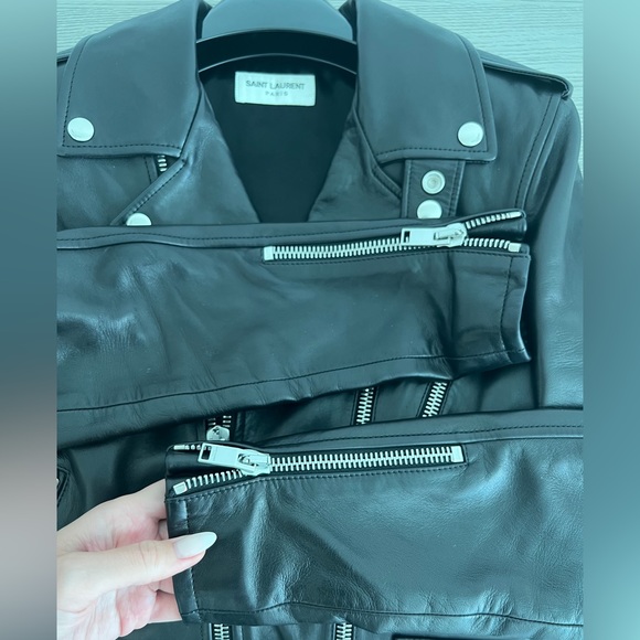 YSL black leather biker jacket - Picture 8 of 8